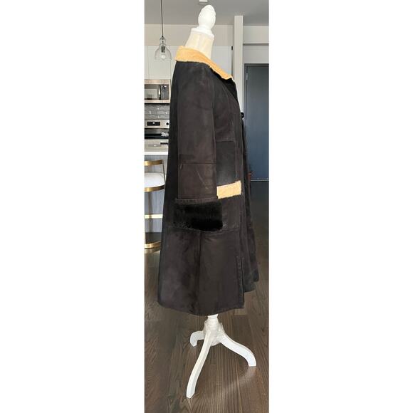 Vintage Abito Penny Lane Boho Coat Black Suede Calf Hair Trim Sz L -Fits M $810 - Picture 12 of 16